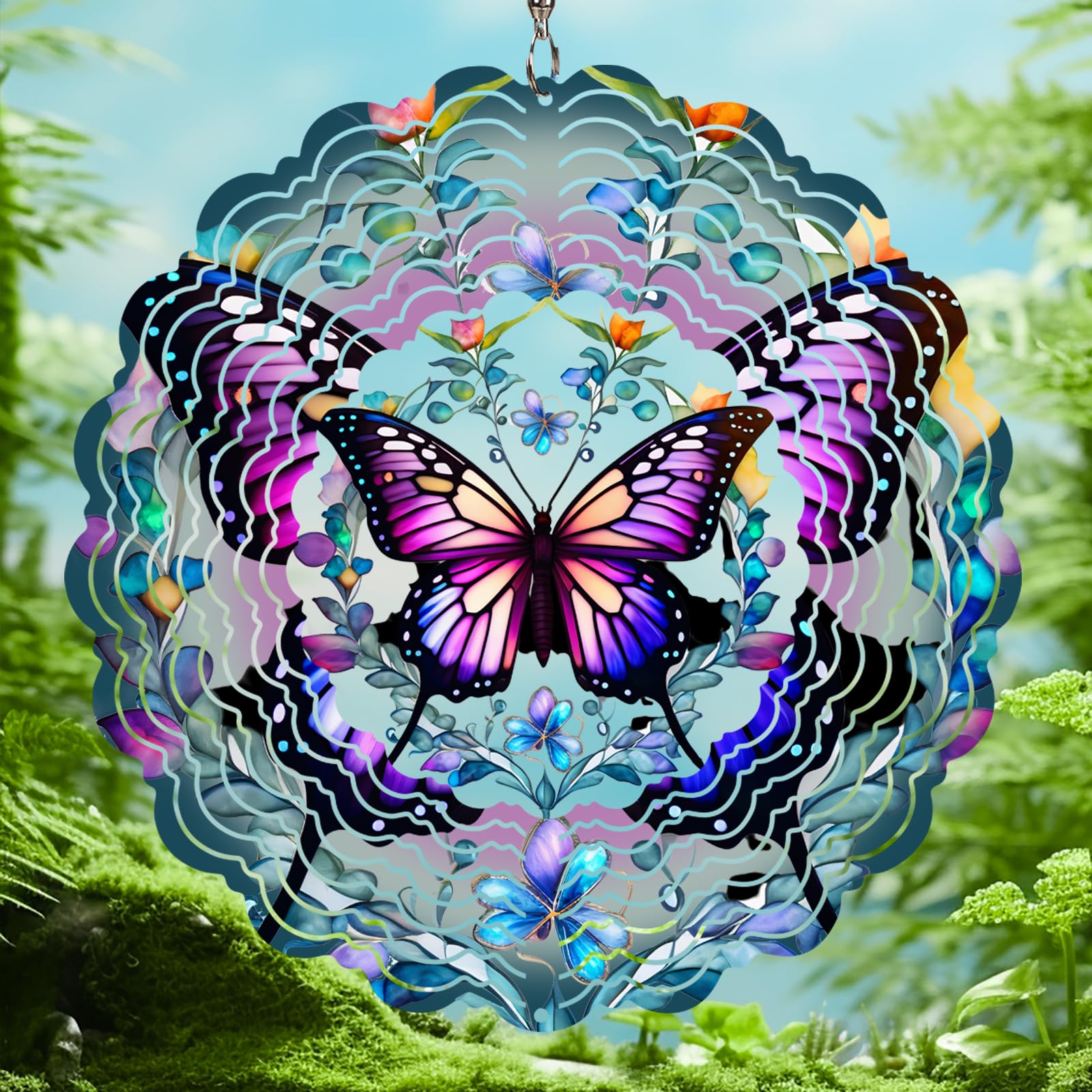 Décoration extérieure pour extérieur : éolienne papillon de terrasse