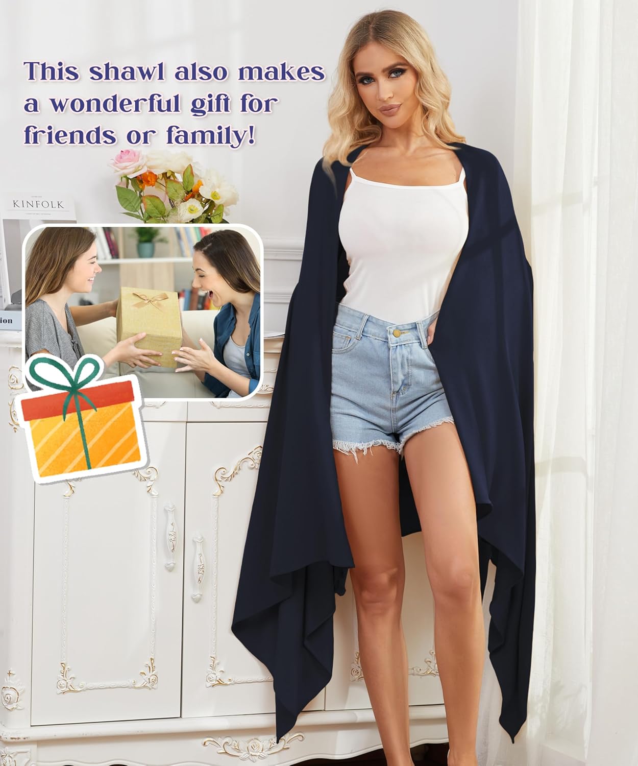 Tencel Cashmere Shawl Wraps for Women,Pashmina Stole Airplane Travel Wool Scarf Blanket Wrap Lightweight UPF 50+ - Image 7