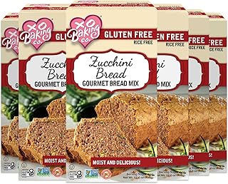 XO Baking Co. Gluten Free Gourmet Zucchini Bread Mix; Non GMO; Kosher; Rice Free; Dairy Free, Peanut Free; Soy Free, No Preservatives; No Artificial Flavors or Colors, 17.6oz (Pack of 6)