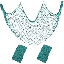 Decorative Fishing Net 2 Pack, 80x40 Inch Large Aqua Fish Net Decor for Wall, Photo Display, Nautical Mermaid Pirate Ocean Themed Beach Hawaii Under the Sea Party Decorations