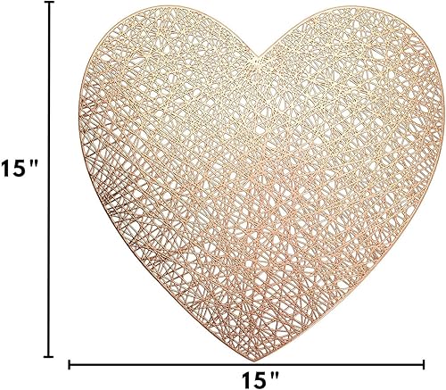 Miniatura 3 de WELLYUK Juego de 6 manteles individuales de vinilo metálico de 15 pulgadas con forma de corazón, para el día de San Valentín, Navidad, festival,