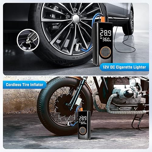 Miniatura 3 de Inflador de neumáticos, compresor de aire portátil, bomba de aire inalámbrica de 150 PSI para neumáticos de automóvil, bomba de neumáticos de 12 V