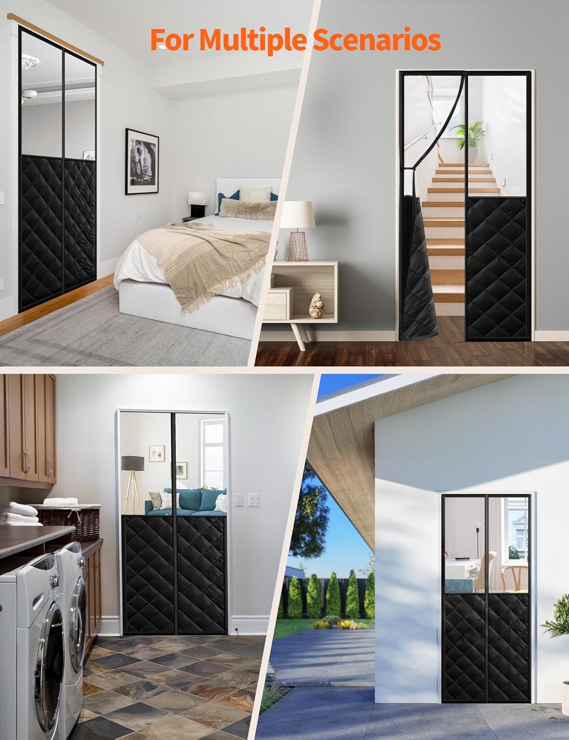 Magnetic Thermal Insulated Door Curtain for 36x 96 Doors, Visible Door Cover for Heat Insulation, Magnetic Closure Thick Blanket for Doorway to Keep Warm in Winter Cool in Summer