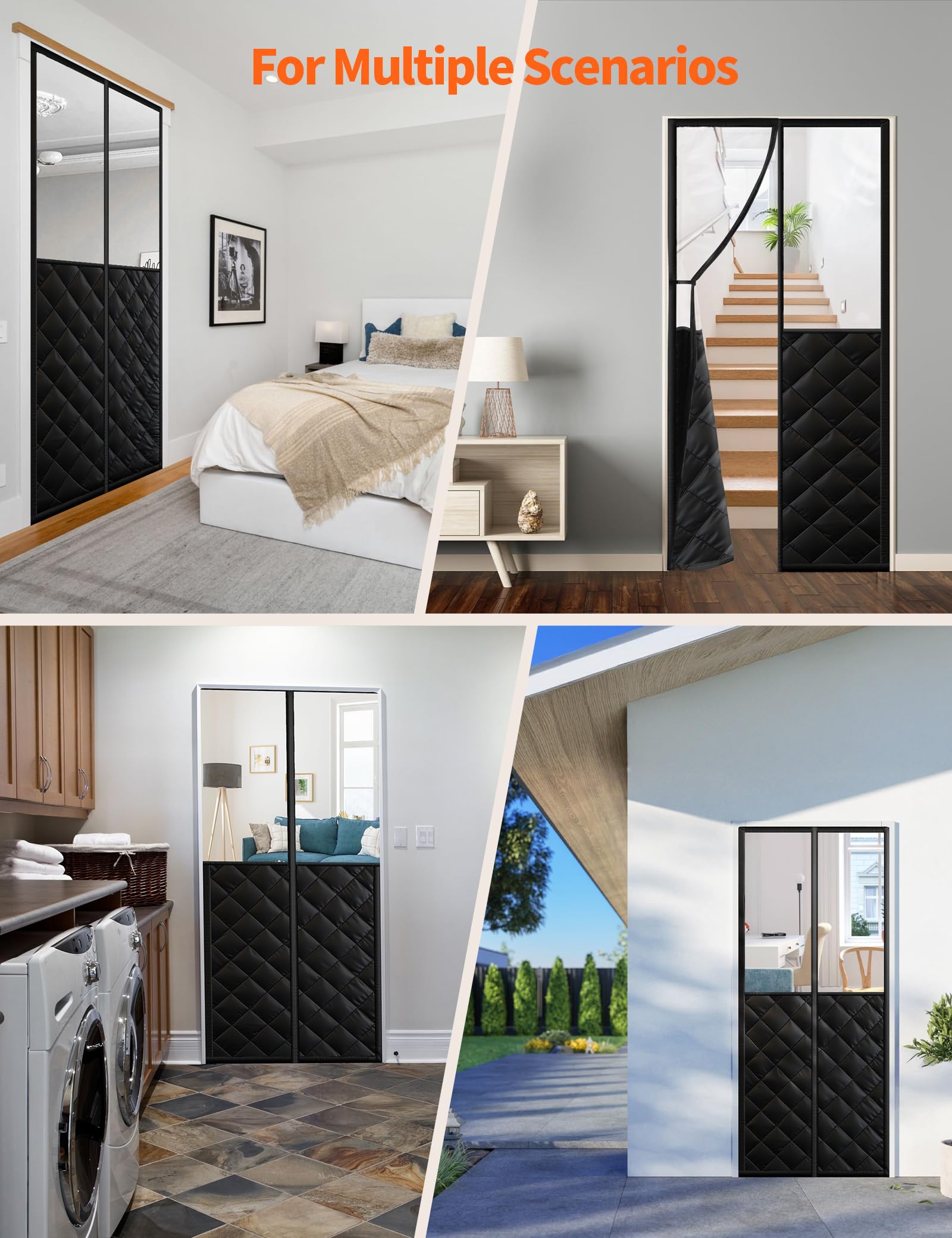 Cortina magnética con aislamiento térmico para puertas de 32 x 80 pulgadas, cubierta de puerta visible para aislamiento térmico, cierre magnético, manta gruesa para puerta para mantener el calor en