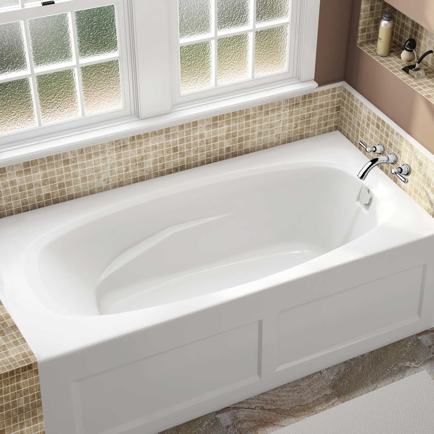 Jacuzzi SIGNATURE Acrylic Skirted Whirlpool Bathtub With Armrests, 72" (L) x 36" (W), Rectangle, Includes 6 Jet Massage, Tub for Homes & Businesses, Slip Resistant, Right Drain Placement, White