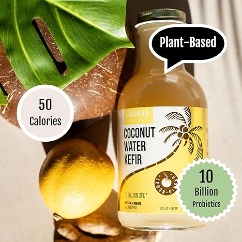 Miniatura 10 de Cabana Cultures - Kéfer probiótico de agua de coco, apoyo para la salud intestinal y la inmunidad, hidratación y electrolitos, vegano, bajo en