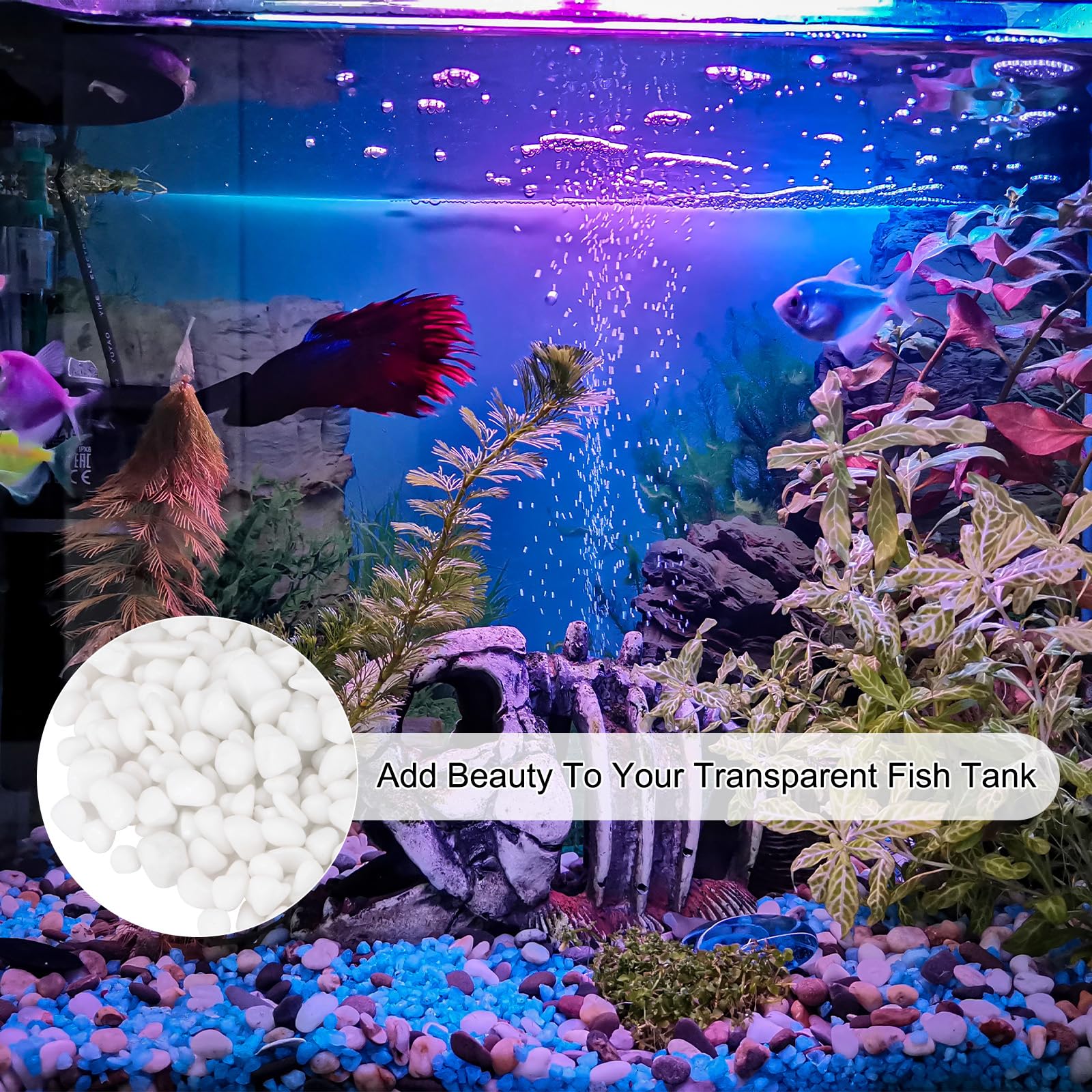 M METERXITY High Luster Round Fire Glass Beads, Glass Gems, Glass Pebbles - Image 4