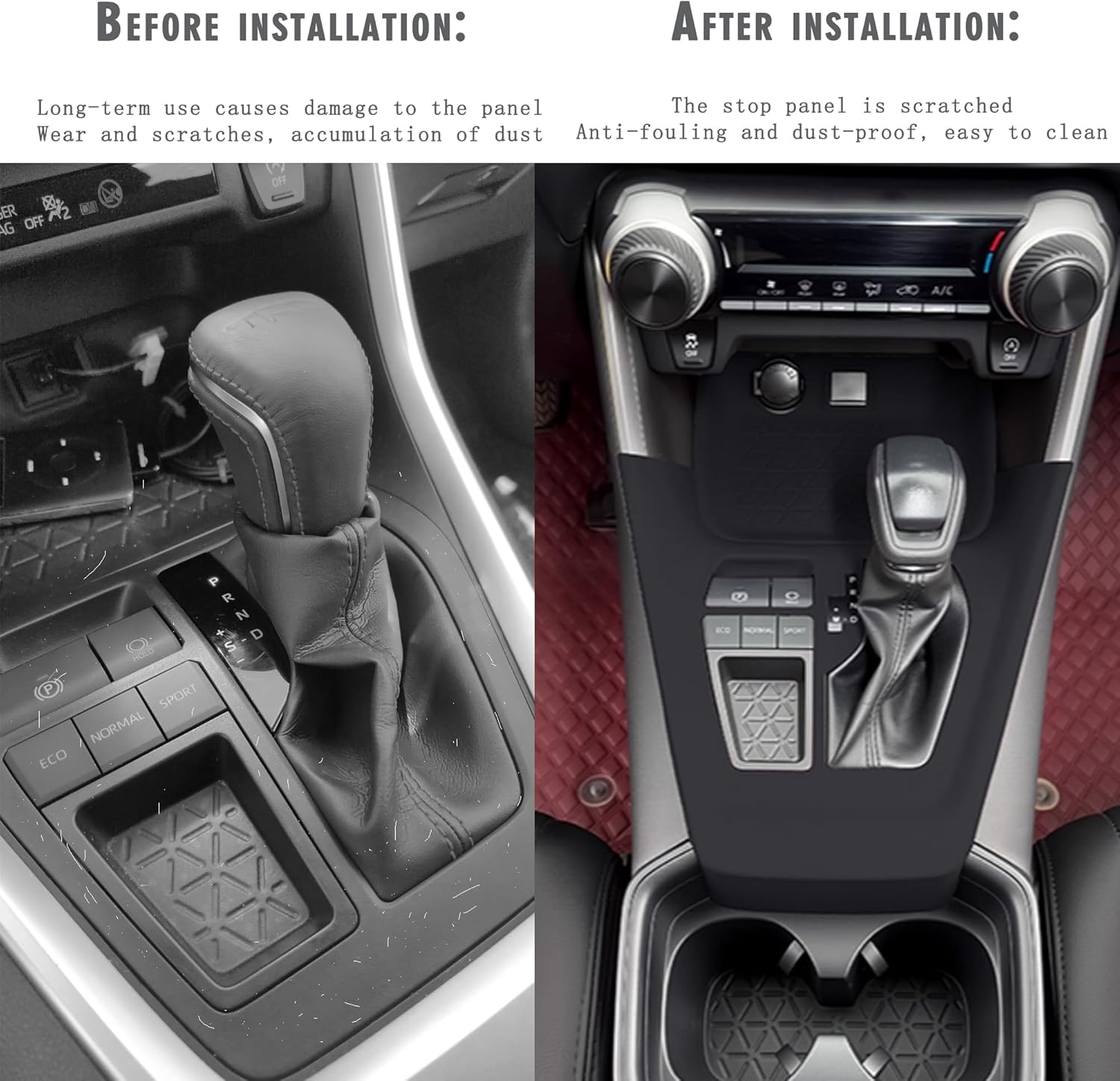 Cup Holder Trims Compatible with Toyota RAV4 2019-2025 Gear Shift Protective Panel Gear Shift Knob Cover Interior Center Console Anti-Scratching Protector