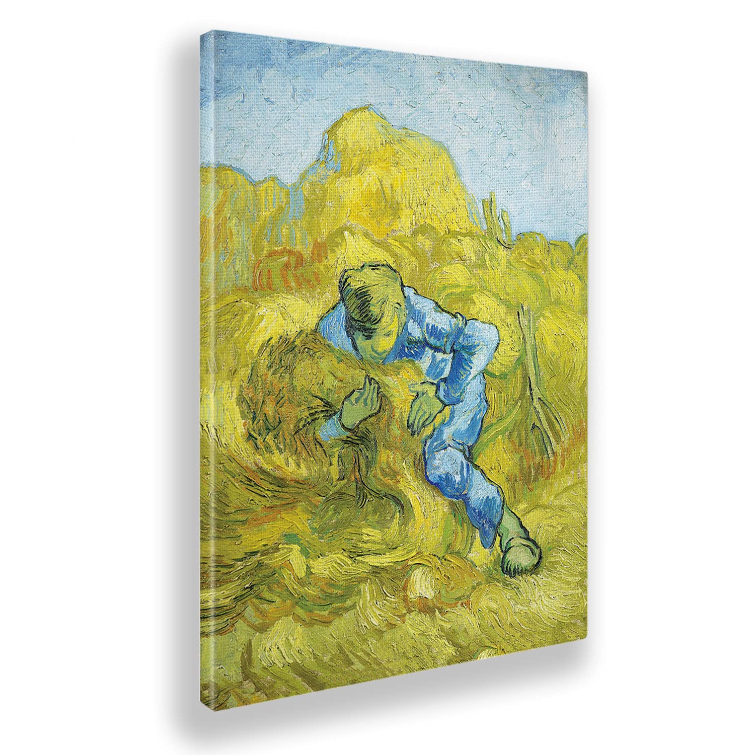 Giallobus - Quadro - Vincent Van Gogh - Uomo che lega i covoni - Tela Canvas Telaio Standard - 50x70 - Pronto da appendere - Quadri moderni per la casa