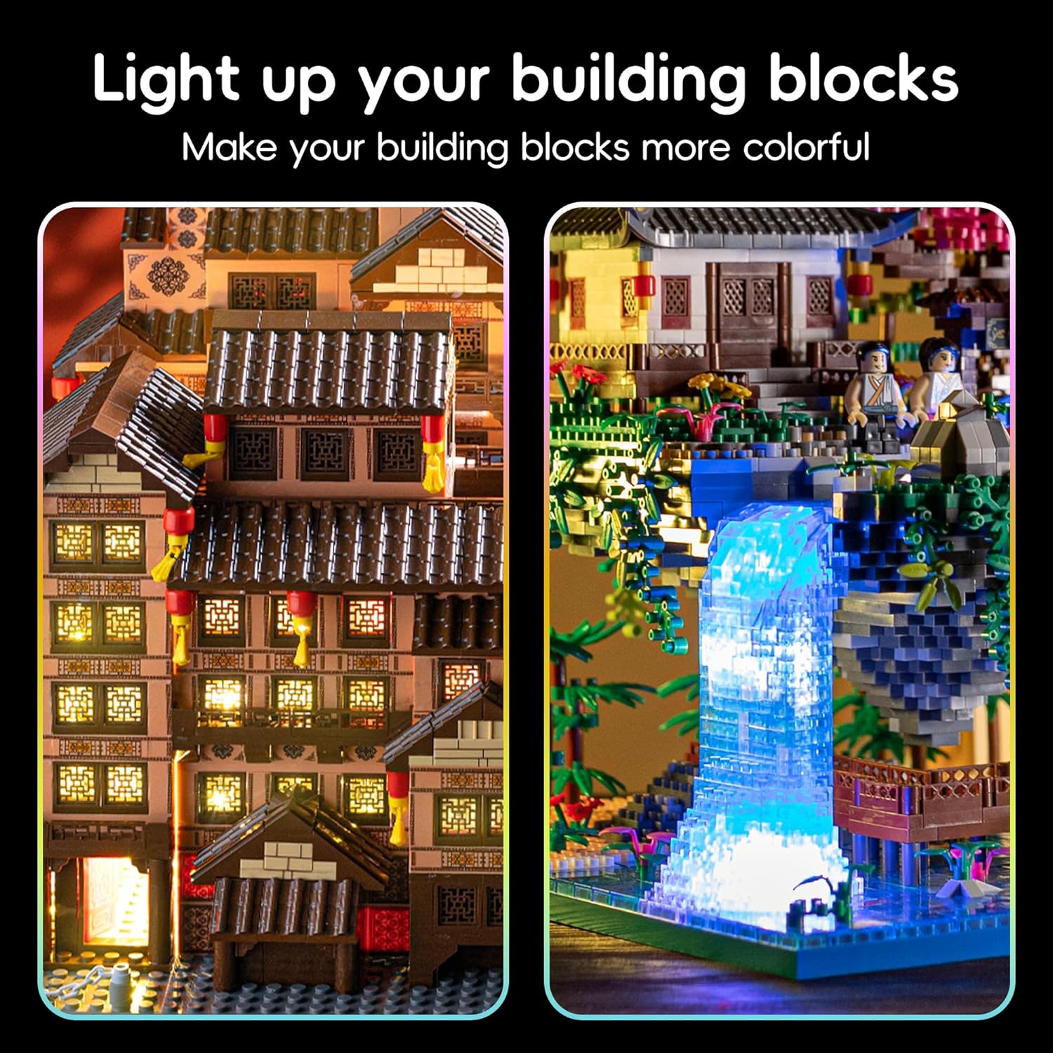 Sawaruita 16PCS Light Up Building Bricks Multicolor LED Light Brick Sets Classic Transparent 2x2 2x3 Building Block Accessories Kit Toys Compatible with All Major Brands