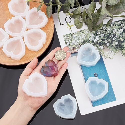 Miniatura 3 de arricraft 10 moldes de resina de silicona con forma de corazón facetado, moldes de fundición de resina para joyería de resina, manualidades,