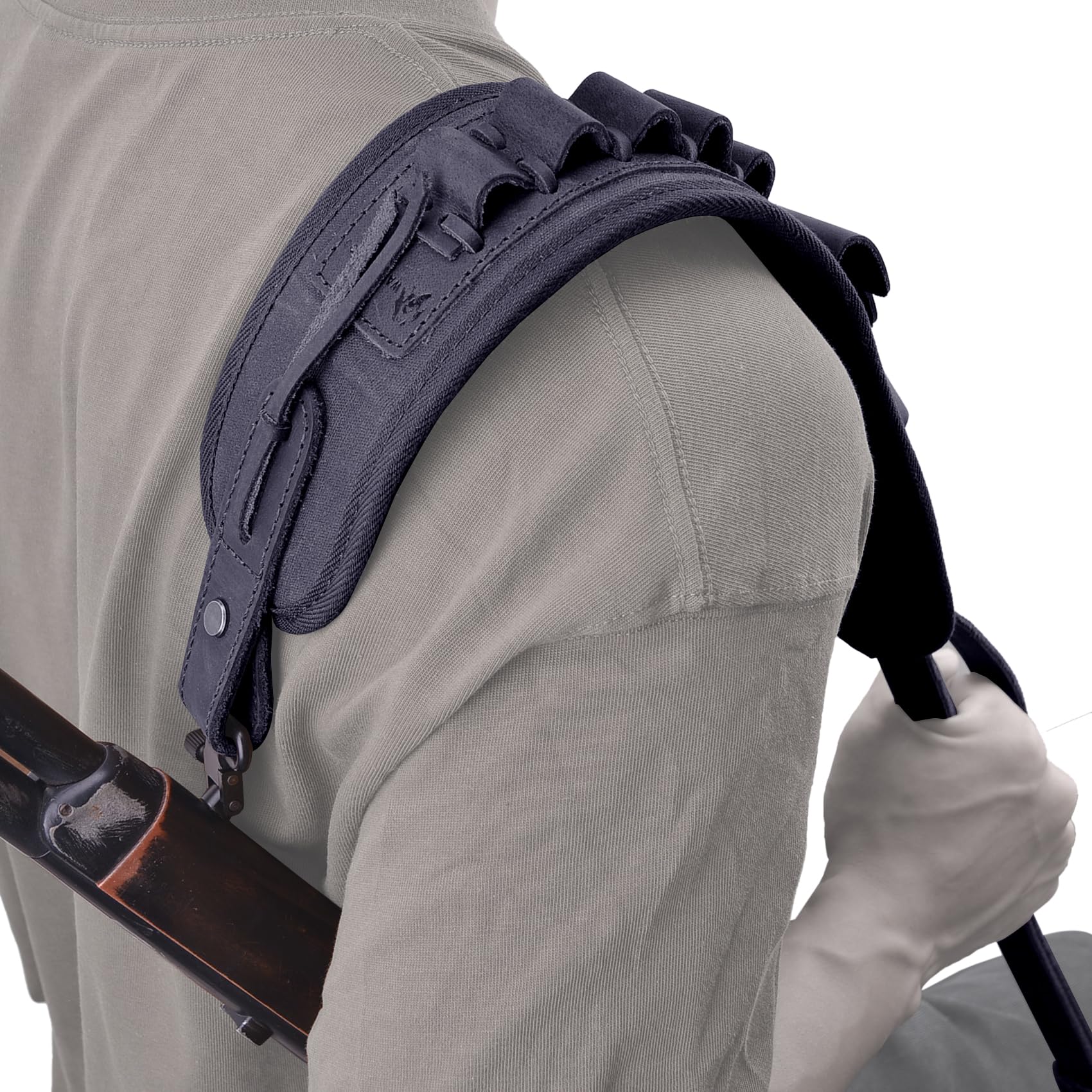 Tas Trost Almohadilla de retroceso de cuero con soporte de carcasa para .308 .30-30 .30-06 .45-70 .357 .22lr 12GA 16GA