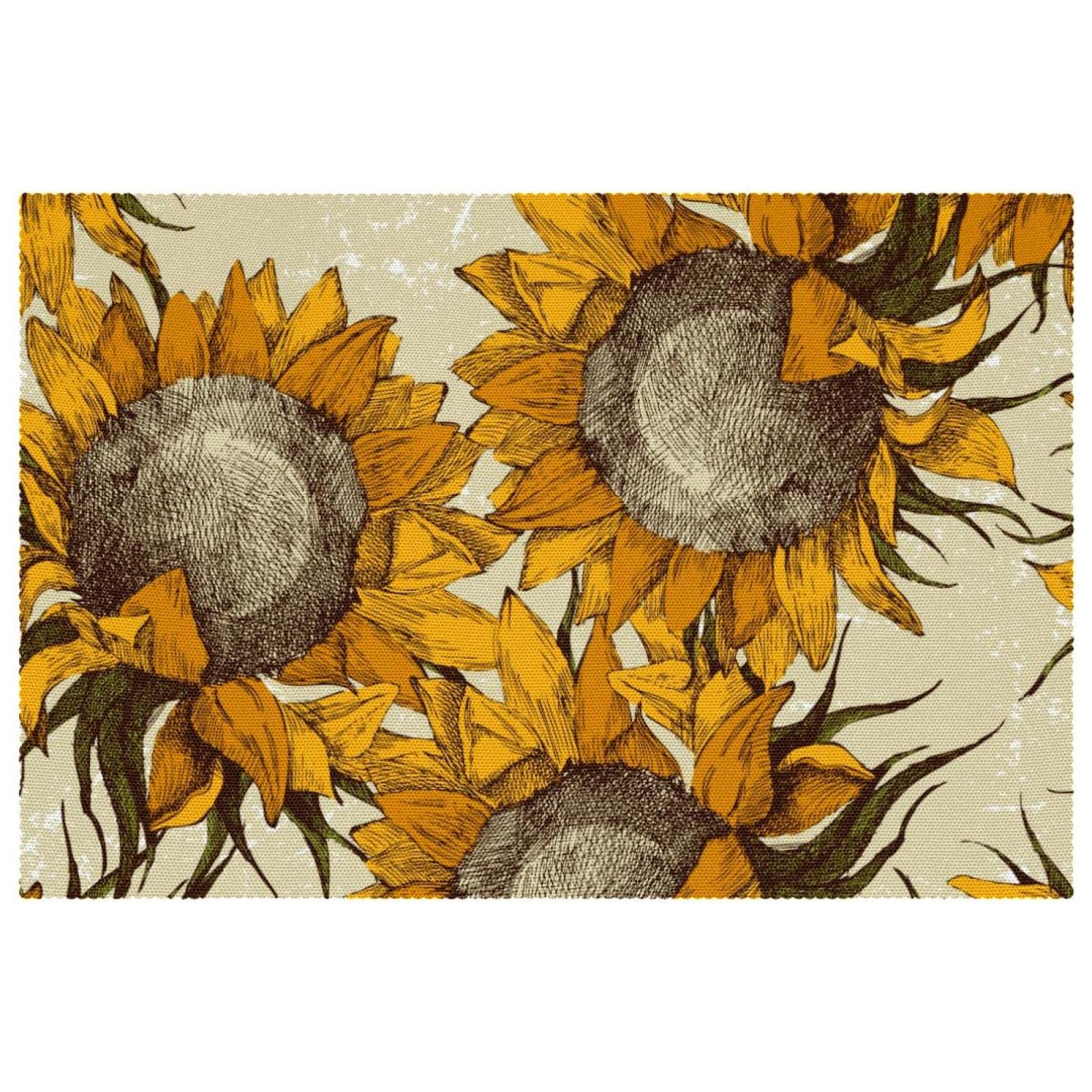 Set de table tournesol vintage par 6 de 30x45 cm pour une decoration de table retro