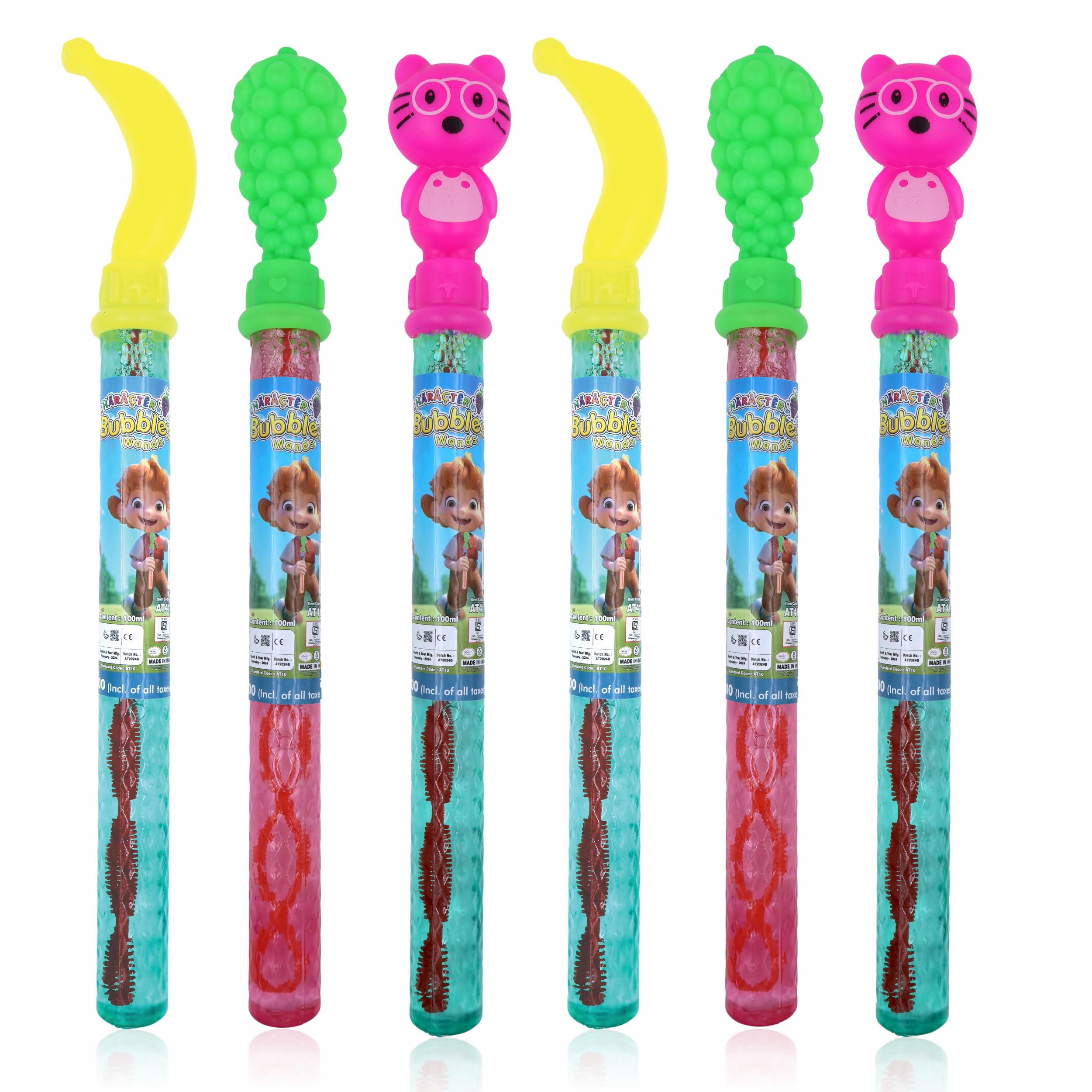 Aditi Toys Character Bubble Wands, Pack of 6 Bubble Sticks for Kids Above 3 Years, Magical Bubble Wand Toy for Kids, Bubble Sticks for Endless Joy & Fun Bubble Solution.