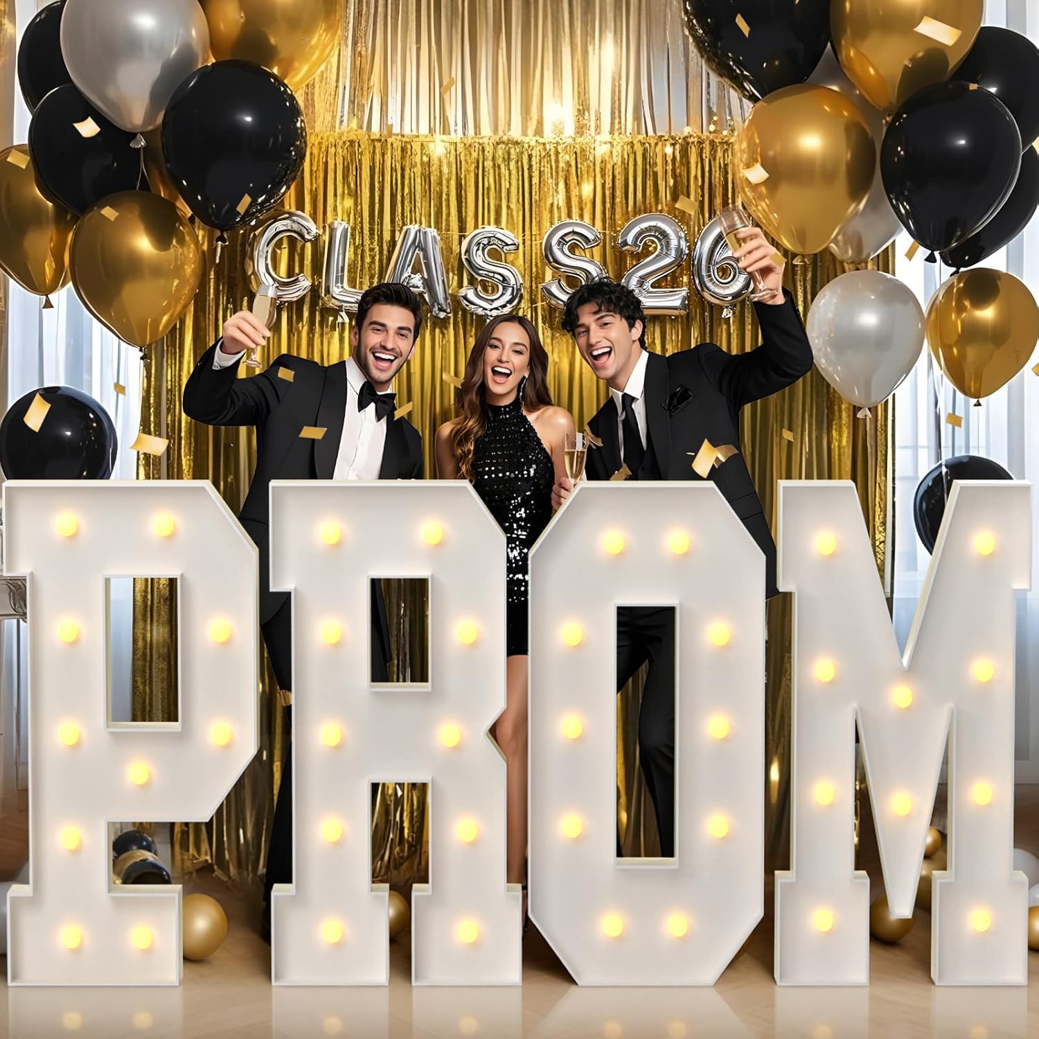 PROM Decorations 2026 Marquee Letters: Graduation Decorations Class of 2026 Large Light Up Letters 4 Feet Tall College High School Grad PROM Party Sign White Light Backdrop for Students