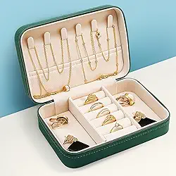 Caixa de joias de viagem, pequenas caixas organizadoras de joias para mulheres e meninas, mini suporte de exibição de joias portátil de couro sintético para brincos, anéis, colares, pulseiras
