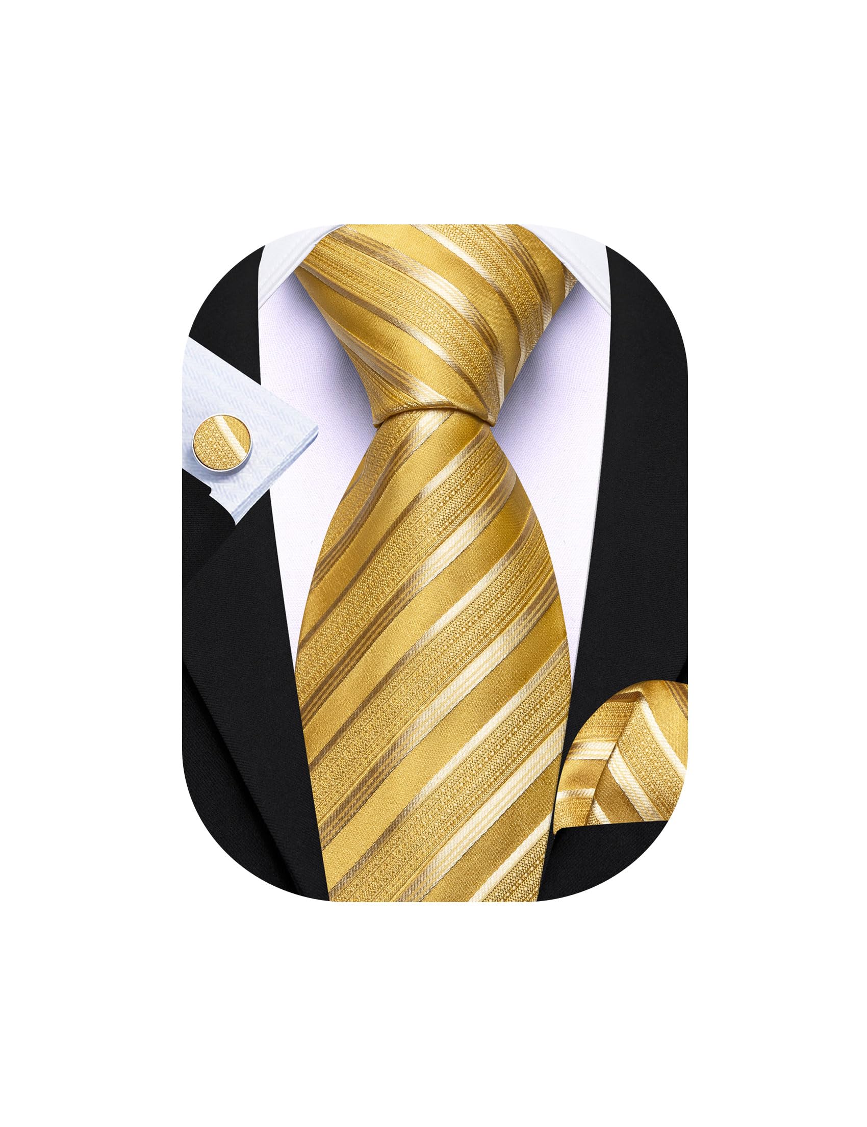 Barry.Wang Mens Tie Set Plaid Check Stripe Neckties Pocket Square Cufflinks | Woven Classic,Formal/Casual Men's Necktie,Luxury,Business,Wedding,Party,Prom,Graduation
