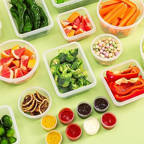Miniatura 5 de Moretoes 54 recipientes herméticos de almacenamiento de alimentos con tapas, 27 tapas a presión y 27 recipientes anidables, recipientes apilables de