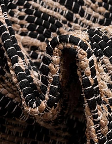 Miniatura 6 de Unique Loom Chindi Jute Collection - Alfombra de área (camino de mesa de 1 pies 2 pulgadas x 8 pies, negronatural)