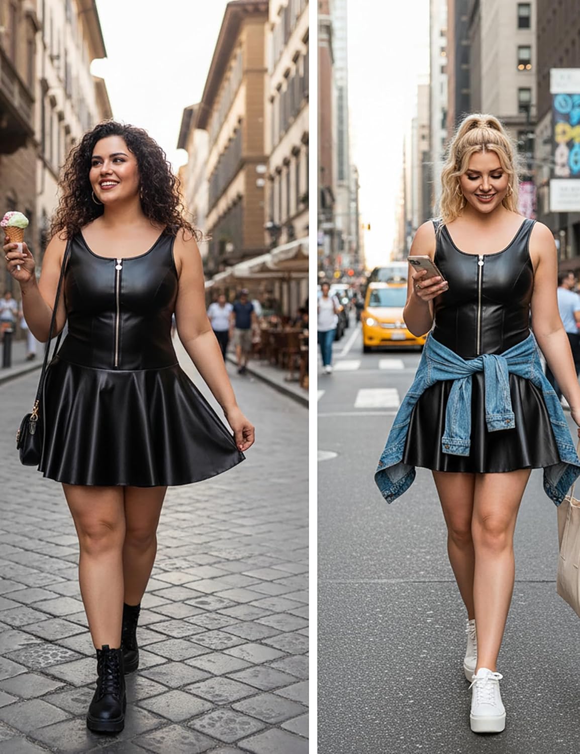 ohyeah Faux Leather Lingerie Dress Plus Size Rave Outfits for Women Mini Dress Clubwear - Image 4