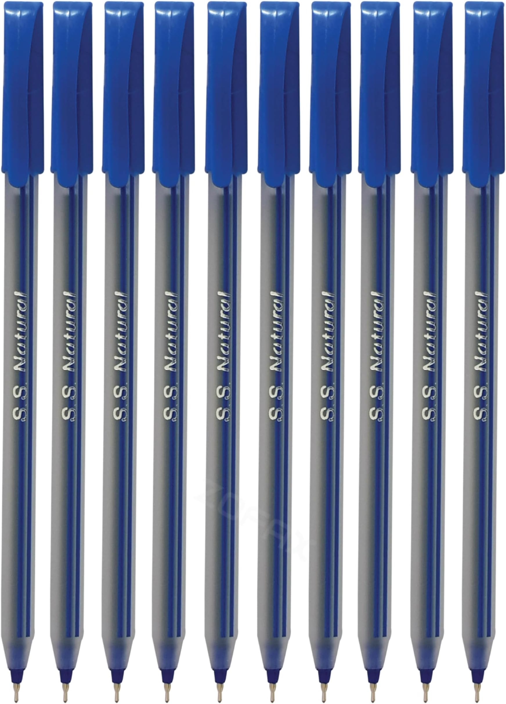 S. S. 10 x 0.6mm Tip Natural BLUE Ballpoint Pens Smooth Writing Everyday Use