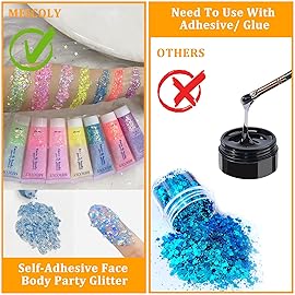 MEICOLY Chameleon Mermaid Blue Body Glitter,Chunky Face Glitter for Halloween,Color Changing Mermaid Glitter Face Paint,Glitter Sequins for Face Body Hair,Festival Party Cheer Glitter Makeup
