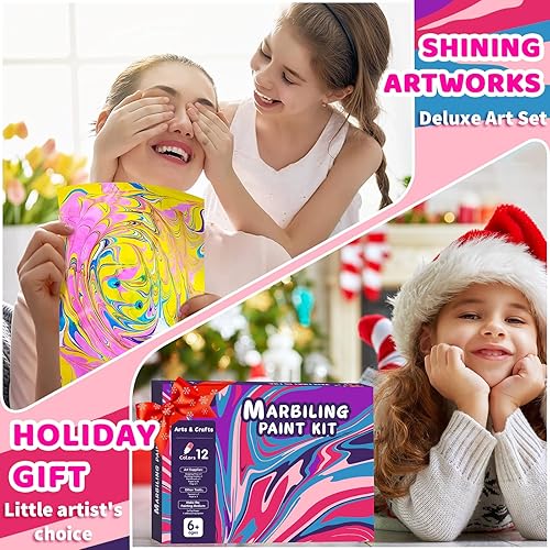 Miniatura 4 de Kit de arte de pintura de mármol de agua para niños, suministros de arte para niños de 9 a 12 años, artes y manualidades para niñas de 8 a 12 años,