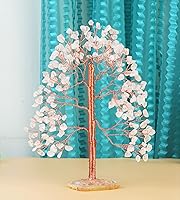 Vista 111 de Rose Quartz Gemstone Tree of LifeNatural Reiki Crystals Gemstone Chakra Tree for Positive Energy, Geode Agate Slice Base, Feng Shui Decor, Good