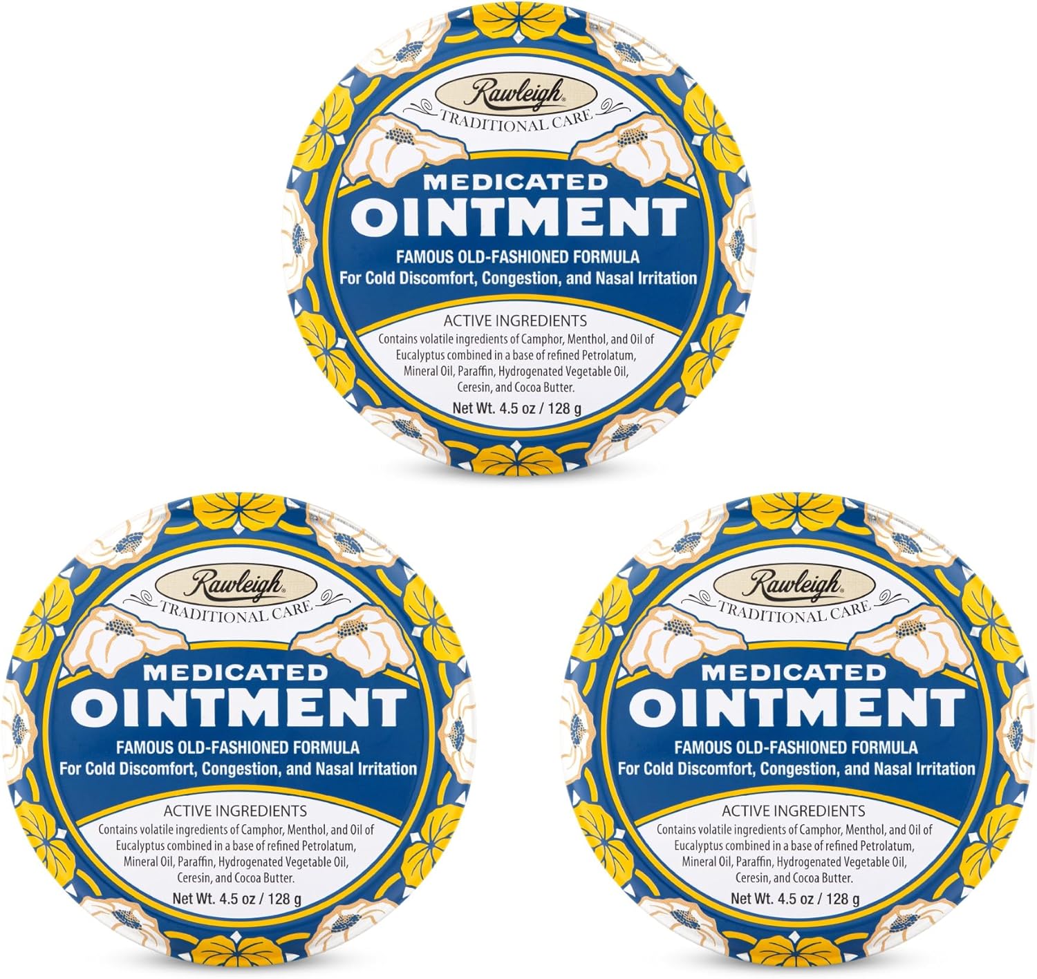 Rawleigh Medicated Ointment: 4.5 oz Blue Tin - Pack of 3