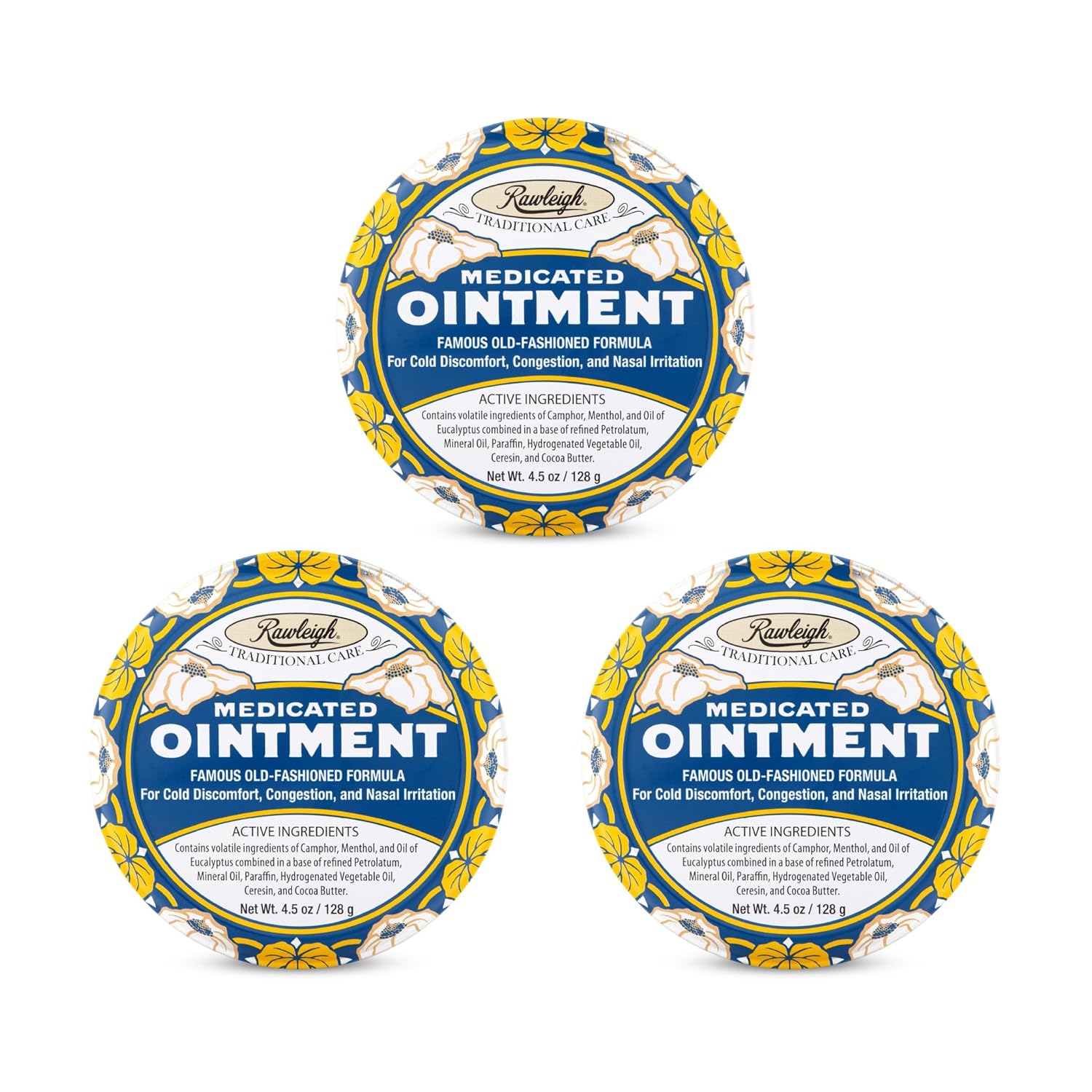 Rawleigh Medicated Ointment 4 5 oz Blue Tin Topical Chest Rub for Cold Nasal Congestion Minor Aches and