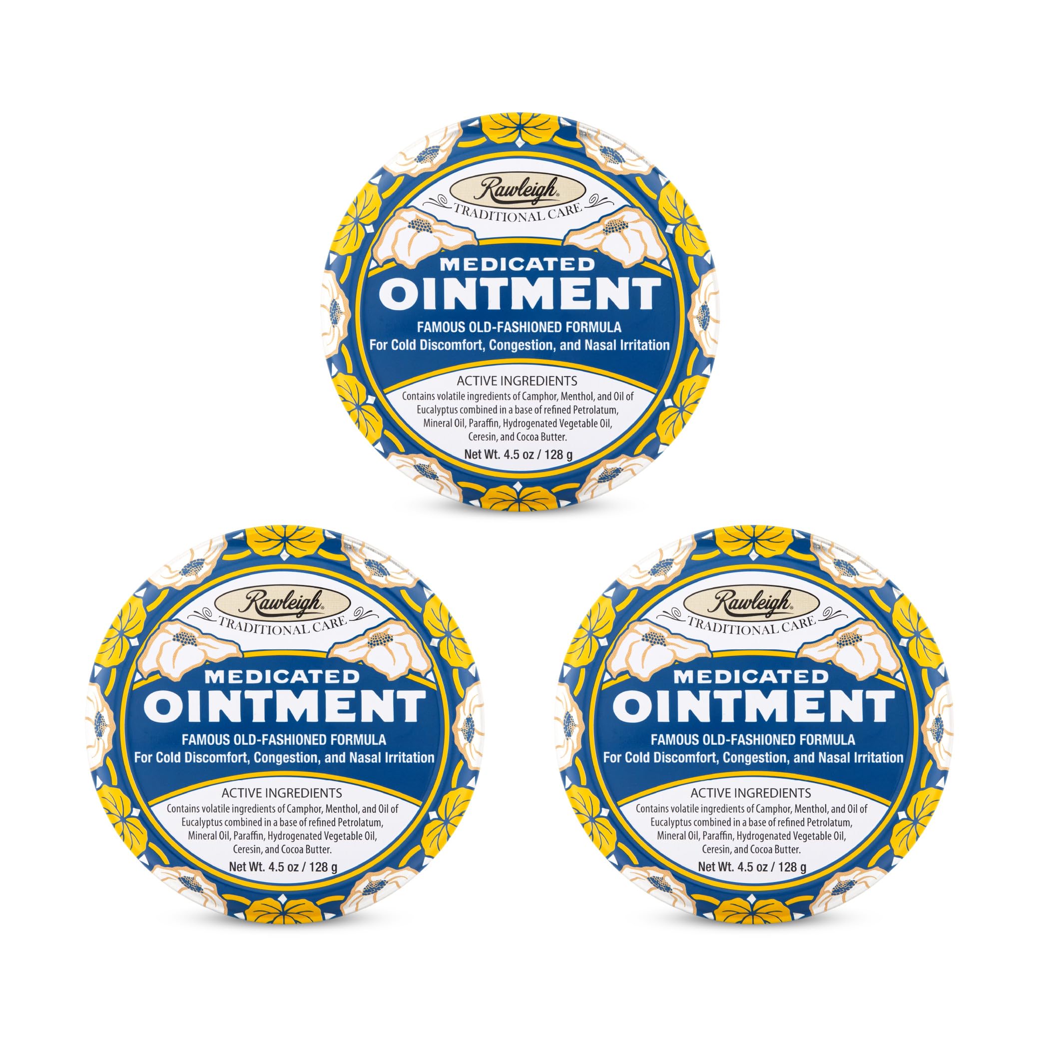 Rawleigh Medicated Ointment 4 5 oz Blue Tin Topical Chest Rub for Cold Nasal Congestion Minor Aches and