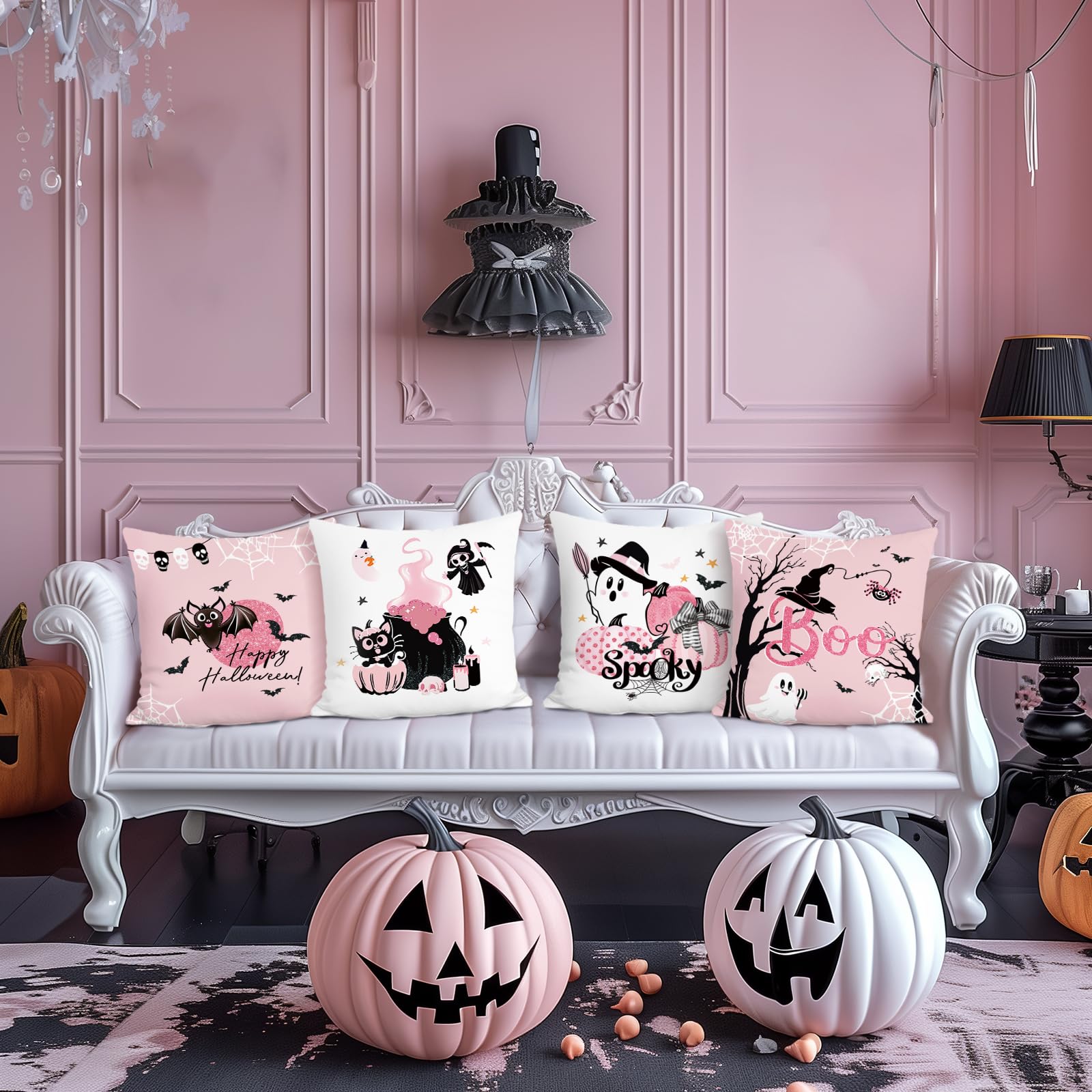 Bekecidi Set di 4 Fodere per Cuscini di Halloween, Federa