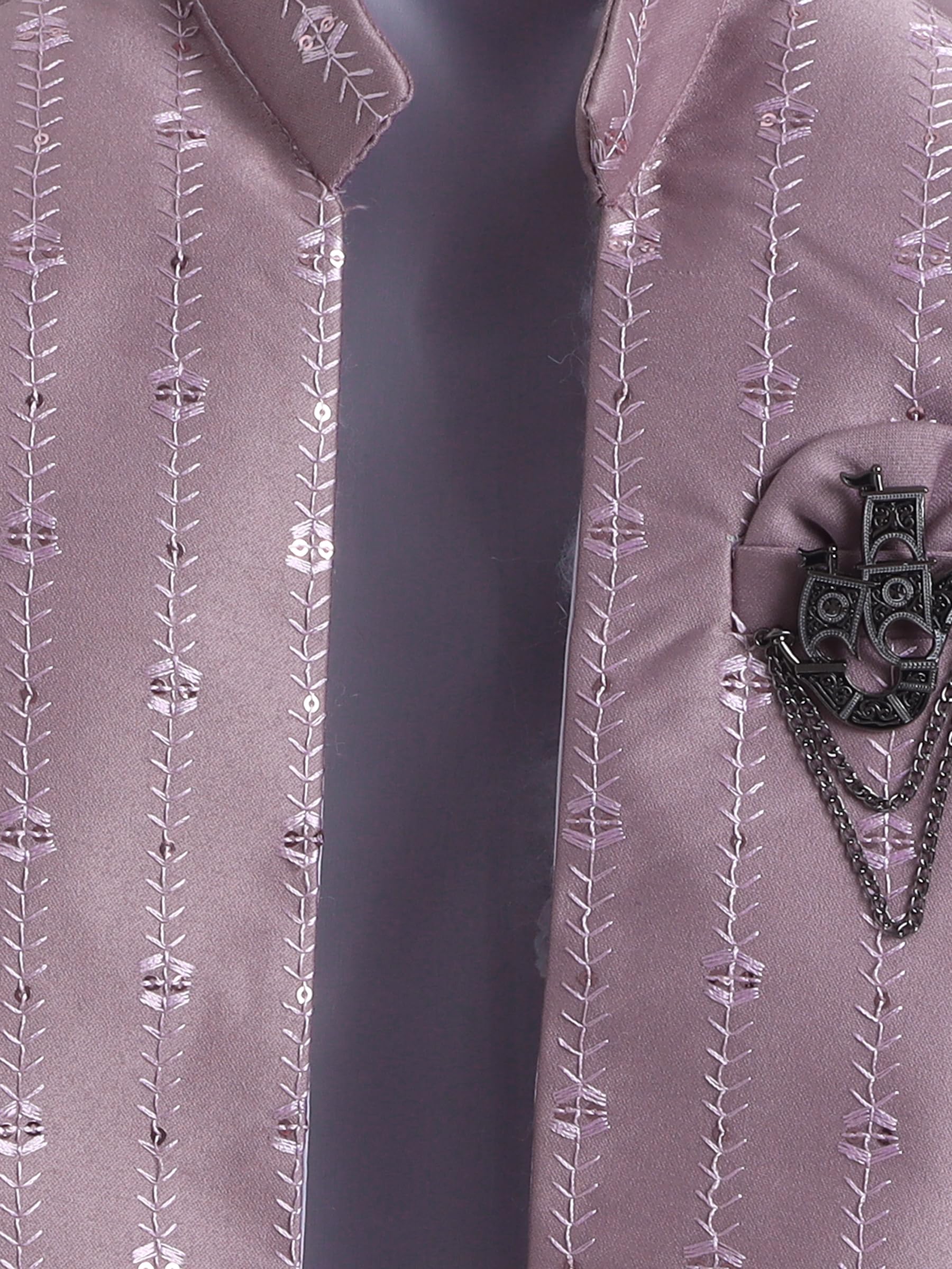 FOURFOLDS Boys Sequins Embellished Embroidered Sherwani Set- Mauve 3