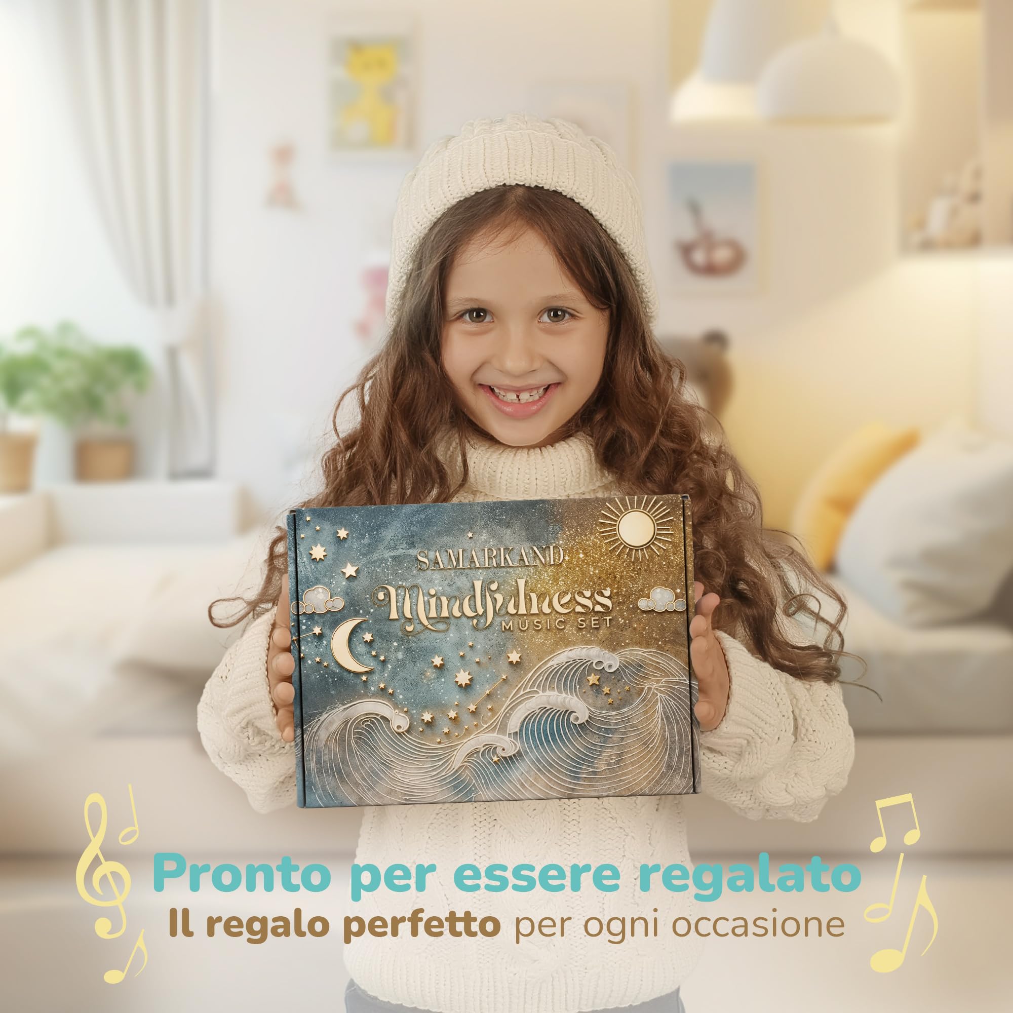 Strumenti Musicali Bambini - Kit sensoriale con Kalimba, Tamburo Oceanico E Bastone Della Pioggia: Suoni Per Calmare, Stimolare Creatività E Ritmo - Giochi Bambini 2 Anni, Giochi Bambini 1 Anno