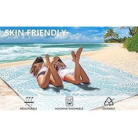 WIWIGO Beach Blanket Waterproof Sandproof Beach Mat 79 X 83/10\'x9\'for 2-8 Adults Quick Drying Outdoor Picnic Mat Beach Accessories for Travel, Camping, Hiking