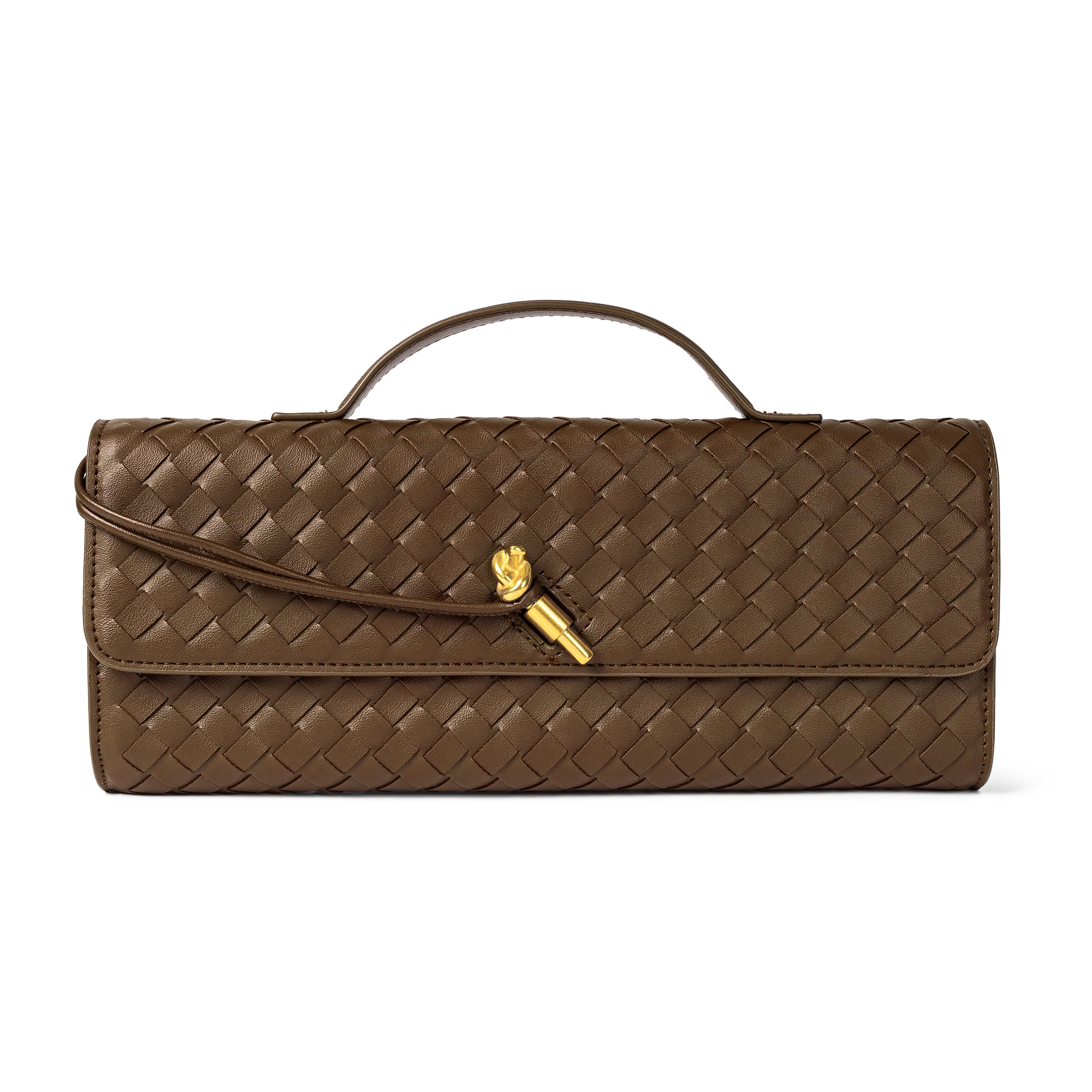 Woven Purse for Women Evening Clutch Woven Leather Handbags Crossbody Bag Formal Evening Bag, Pinus Woven Leather