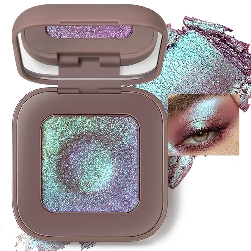 Noerrors Duochrome Plum Mauve Green Blue Glitter Eyeshadow Palette, Holographic