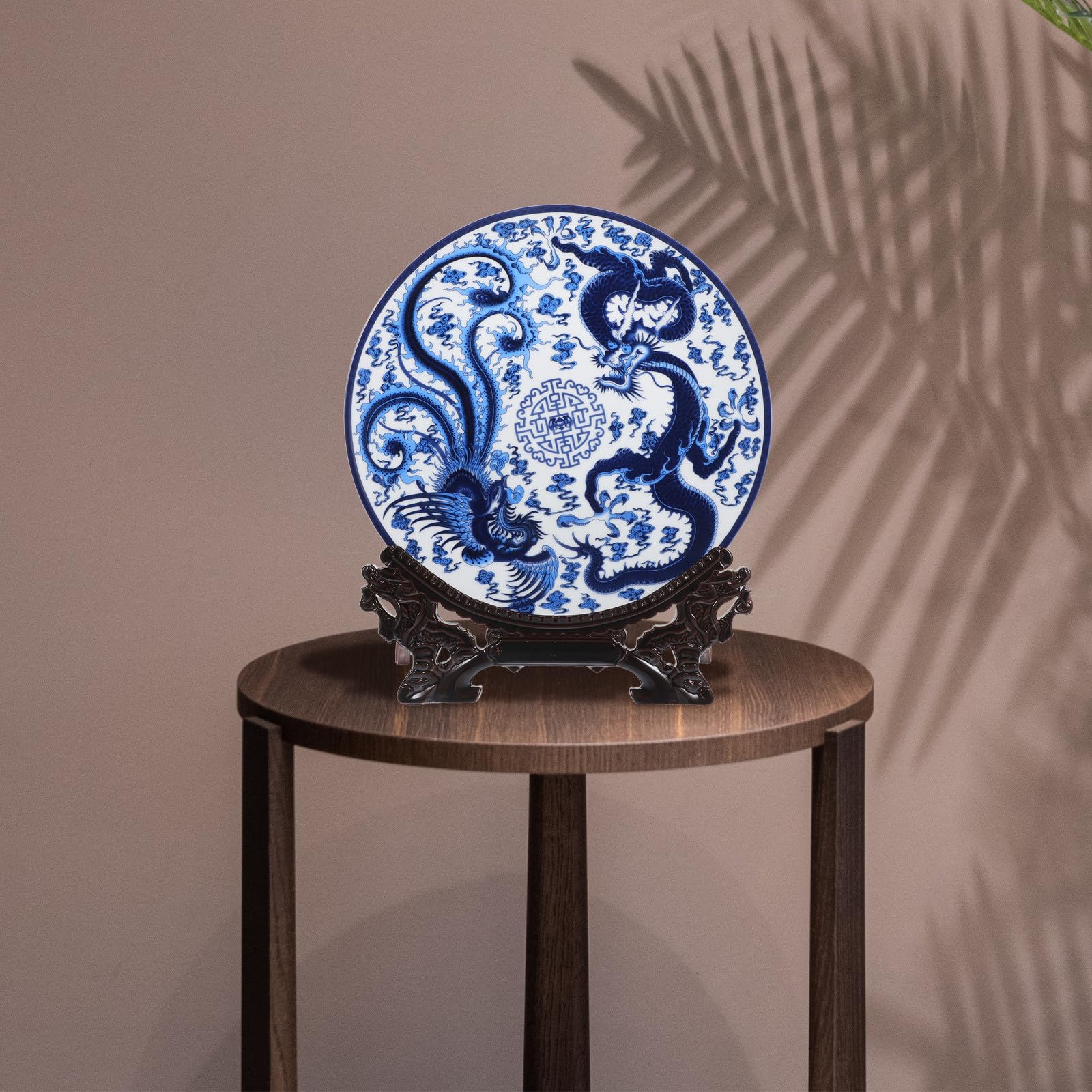 Plato Decorativo de Porcelana Azul y White, Cerámica, Estilo Chino