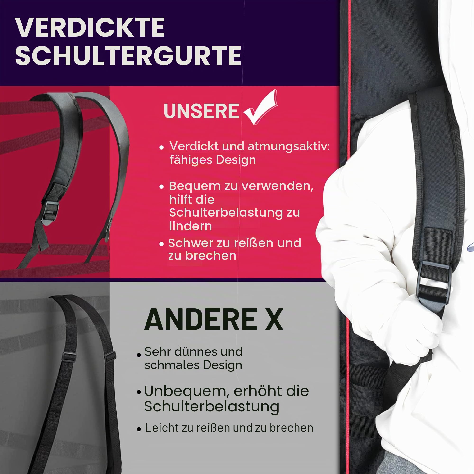 Ruibo Keyboardtasche 61 Tasten,Gigbag 600D Oxford-Tuch mit 10 mm Baumwoll-Gepolstert,Tragbar Langlebig Wasserdicht,101,6 x 40,6 x 15,2 cm,Schwarz+Rot