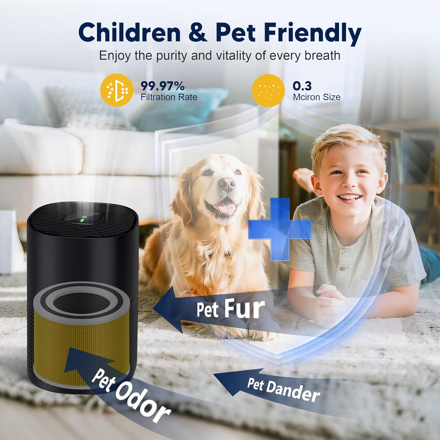 240 True HEPA 14 Pet Allergy Replacement Filter Compatible with Puroair 240, 3-in-1 True HEPA Filter Replacement, Grade True HP-14 with Activated Carbon Filter, 2 Pack, Yellow - Image 7