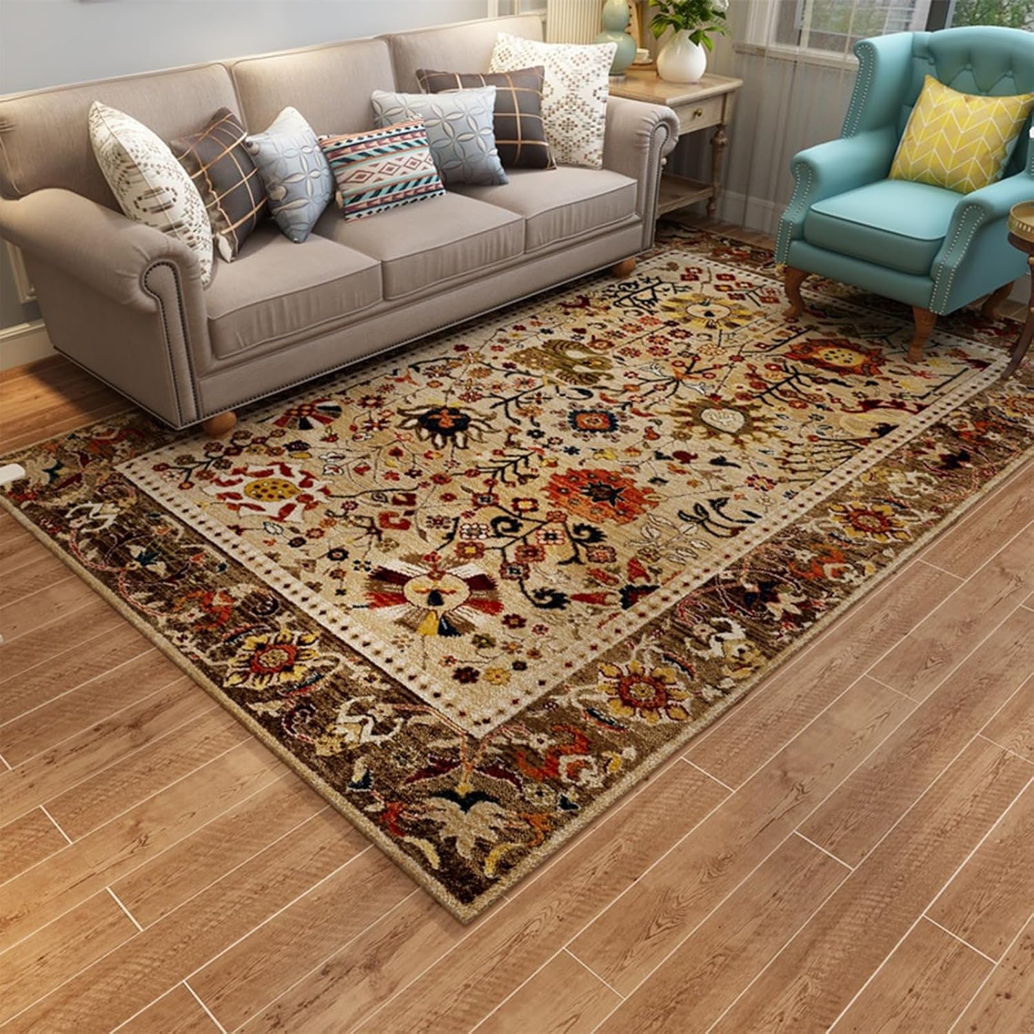 Heated Floor Carpet, Large Electric Heated Area Rug, Pet Heating Pad Radiant Floor Heater, Heated Rug Under Desk with Adjustable Temperatur/Timer, for Yoga Living Room Bedroom(G,300x200cm)