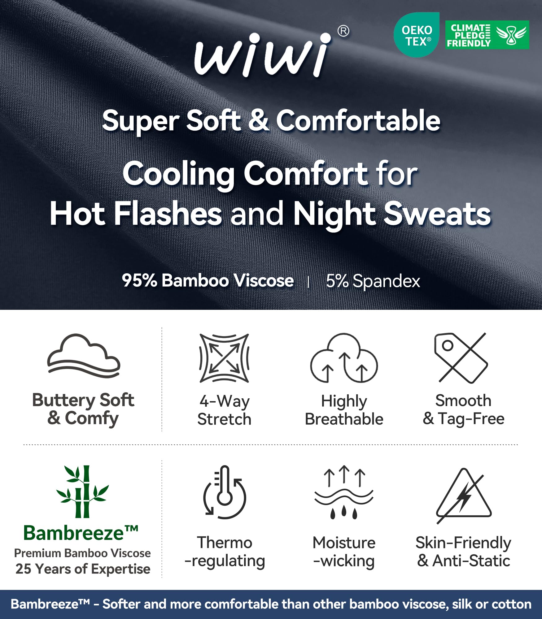 WiWi Conjunto de pijama de manga corta para hombre, casual, suave, con bolsillos, ropa de descanso viscosa de bambú, tallas S-XXL