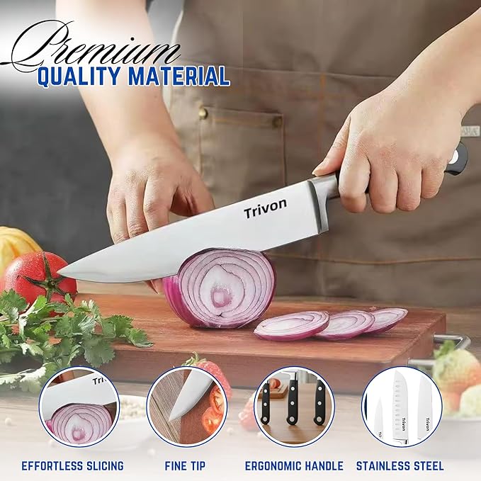 Set Cuchillos Cocina 3 Piezas Acero Inoxidable Profesional miniatura 4