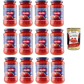 Italian Gourmet Bundle Tomato Sauce Pomodoro e Datterini 12 x 400 g + Italian Gourmet Polpa - Italian Tomato Sauce Made from 100% Italian Tomatoes Pasta Sauce Pizza Sauce Storage Pack Gluten Free