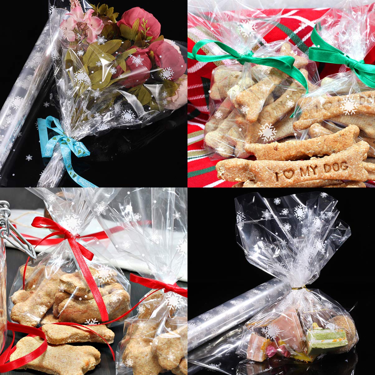 Duidelijke cellofaan rol, uitgevouwen breedte 80 cm x 30 m, transparant cadeaupapier, kerstsneeuwvlokken, 3,0 mil dikke folierol voor het inpakken van cadeaumanden, transparant papier
