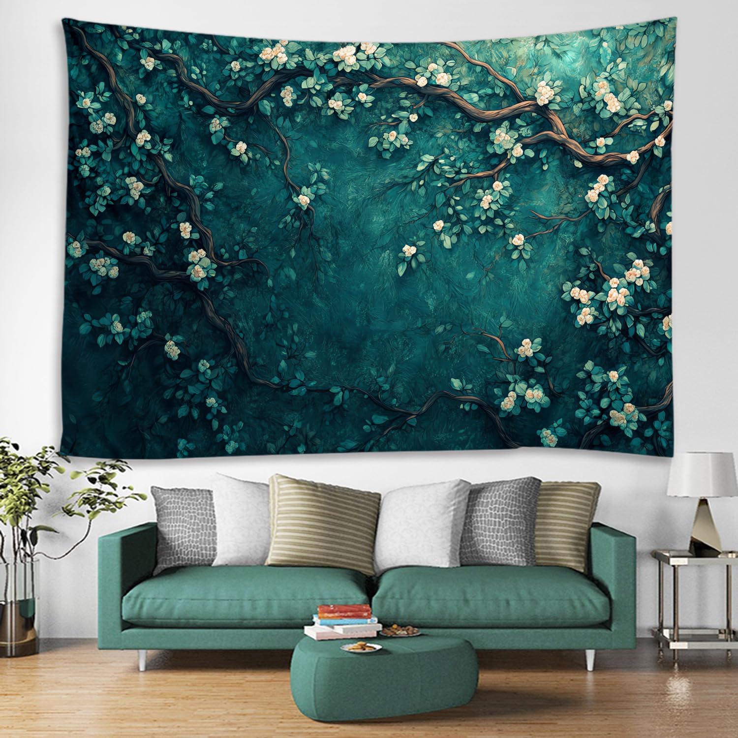 WODEJIAFANG Aesthetic Wall Fabric Wallpaper Decor Tapestry，Oil Painting Flower Office Background Room Divider for Bedroom, Outdoor Garden Aesthetic 3D Tapestries Size 78 * 59 inches