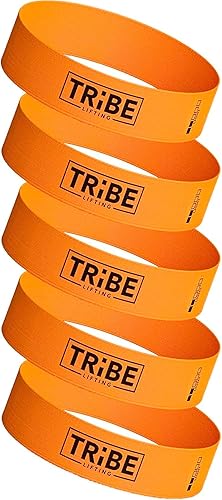 Vista 14 de Tribe Lifting - Bandas de resistencia de tela para glúteos y piernas Juego de 5 bandas de tela para entrenamiento Bandas gruesas de glúteos