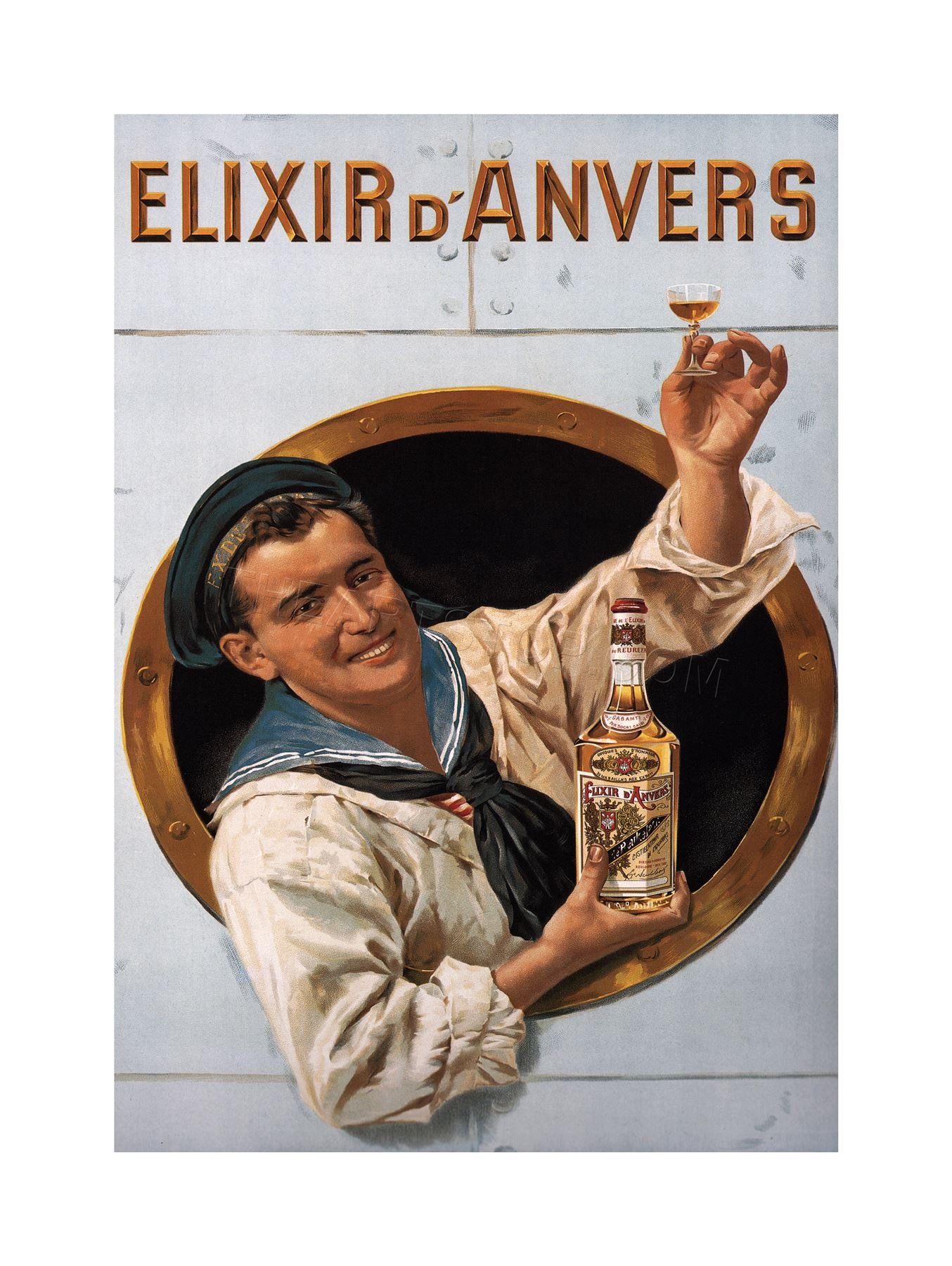 Wee Blue Coo Ad Liqueur Elixir D'anvers Alcohol Herbal Antwerp Wall Art Print