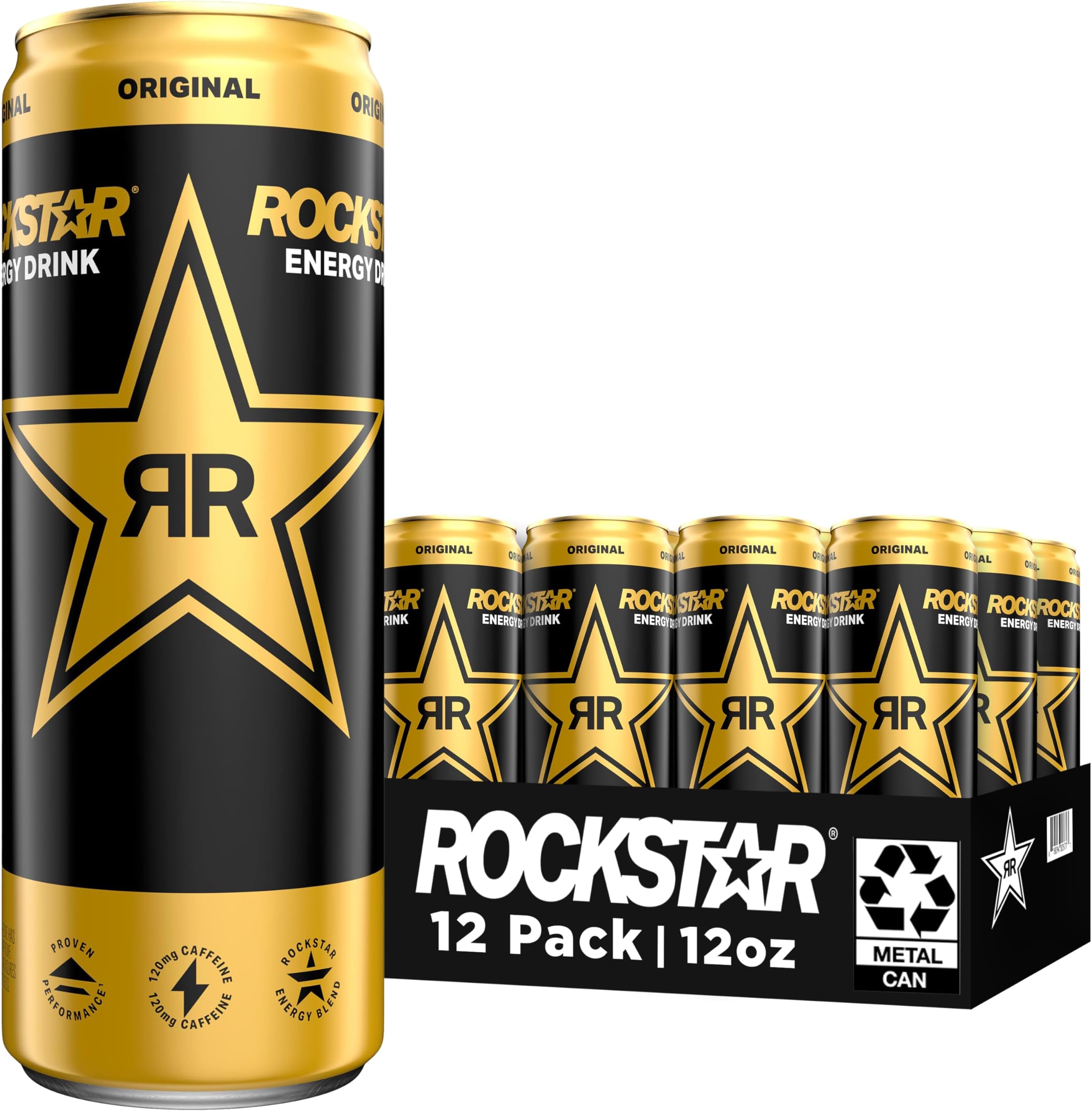 Rockstar Energy Drink, Original, 12oz Sleek Cans (8 Pack)