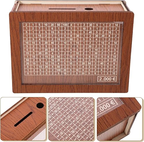 Miniatura 9 de Alipis Alcancía de madera para adultos, banco de dinero de madera con caja de dinero de ahorro, banco de monedas con contador para fondos de